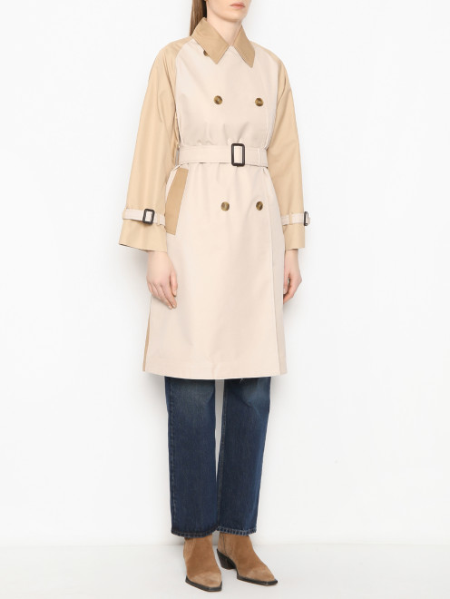 Двубортный плащ из хлопка Weekend Max Mara - МодельВерхНиз