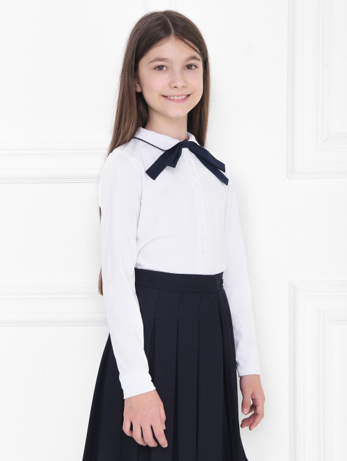 Блуза трикотажная со съемным бантом Aletta Couture - МодельВерхНиз