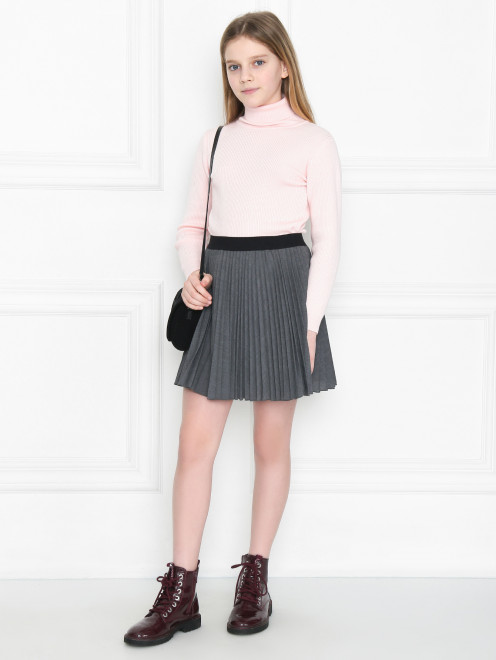 Плиссированная юбка мини из смессовой шерсти Aletta Couture - МодельОбщийВид