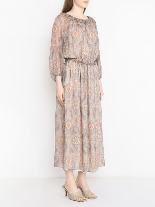 Платье из шелка с узором Weekend Max Mara - МодельВерхНиз