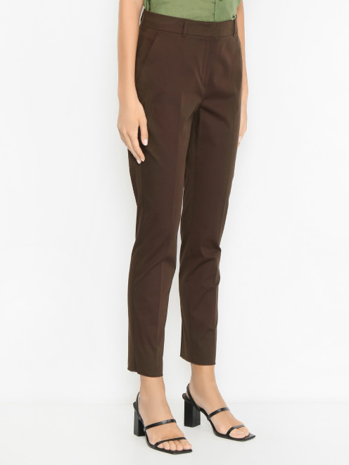Однотонные брюки прямого кроя из хлопка Max Mara - МодельВерхНиз
