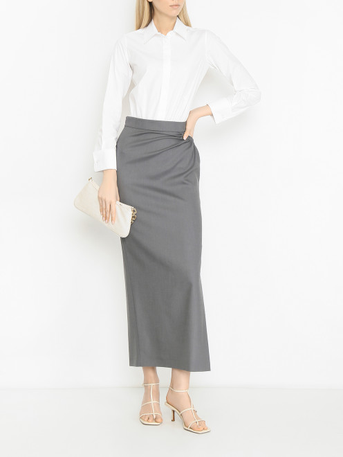Юбка-карандаш с разрезами их шерсти Max Mara - МодельОбщийВид