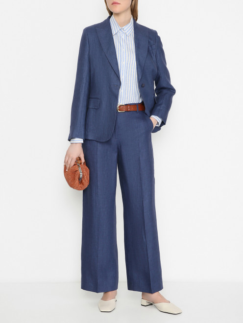 Льняные брюки прямого кроя Weekend Max Mara - МодельОбщийВид