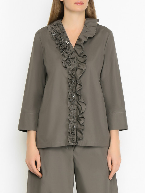 Хлопковая блуза с рюшами Max Mara - МодельВерхНиз