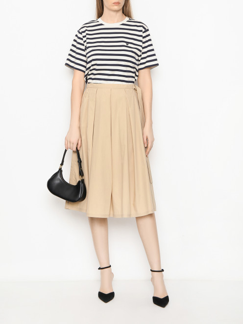 Однотонная юбка-миди из хлопка Weekend Max Mara - МодельОбщийВид