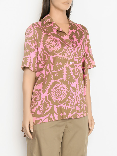 Рубашка из хлопка с V-образным вырезом Marina Rinaldi - МодельВерхНиз