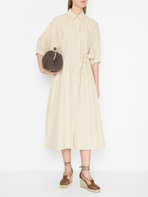 Свободное платье из хлопка с поясом Weekend Max Mara - МодельОбщийВид
