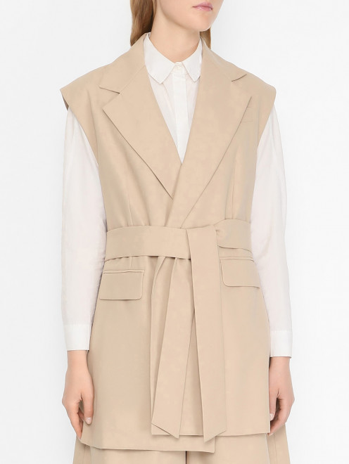 Жилет из хлопка с поясом Weekend Max Mara - МодельВерхНиз