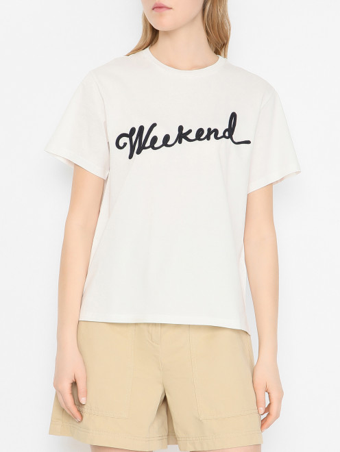 Футболка из хлопка с аппликацией Weekend Max Mara - МодельВерхНиз