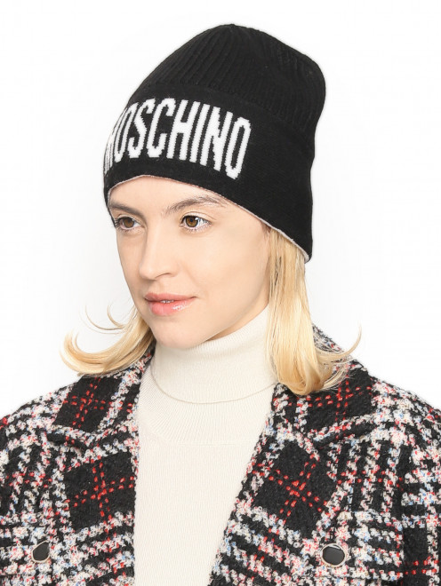 Шапка из смешанной шерсти с логотипом Moschino - МодельОбщийВид