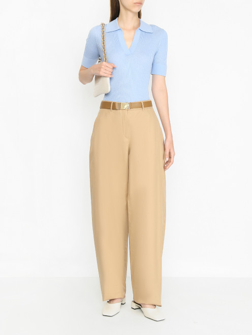 Брюки из хлопка с ремнем Max Mara - МодельОбщийВид