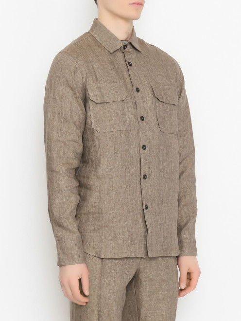 Рубашка из льна с накладными карманами Capobianco - МодельВерхНиз