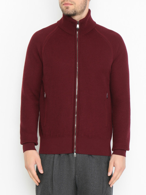 Кардиган из шерсти на молнии с карманами Piacenza Cashmere 1733 - МодельВерхНиз