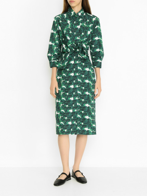 Хлопковое платье с узлом на талии Max Mara - МодельВерхНиз