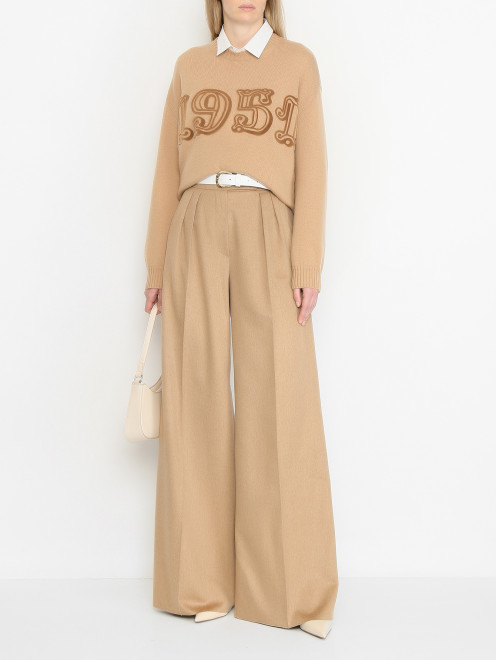 Широкие брюки из шерсти с защипами Max Mara - МодельОбщийВид