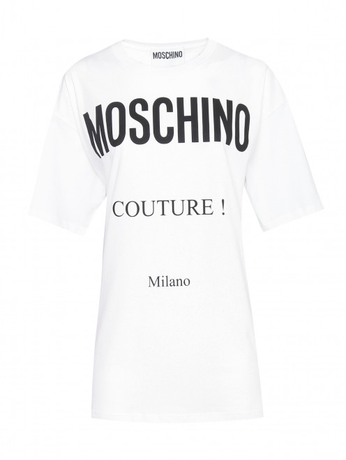 Футболка из хлопка с принтом свободного кроя Moschino - Общий вид