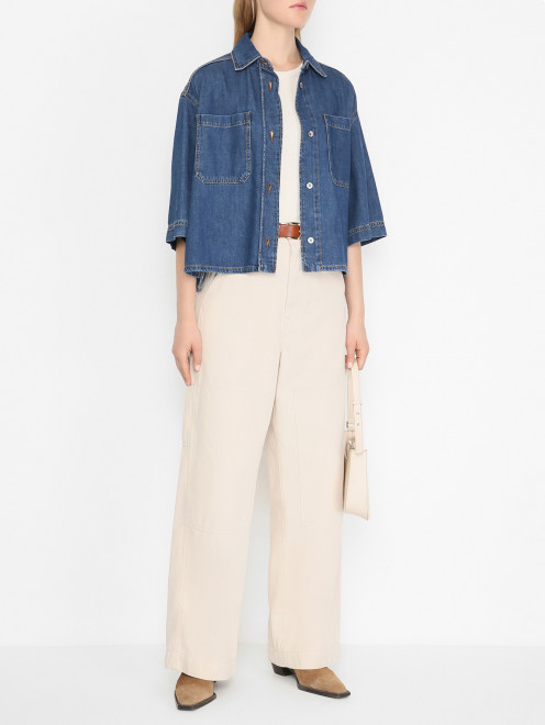 Укороченная рубашка из денима Weekend Max Mara - МодельОбщийВид