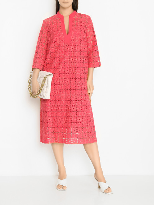 Платье прямого кроя с вышивкой ришелье Marina Rinaldi - МодельОбщийВид