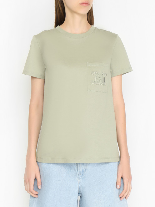 Футболка из хлопка с накладным карманом Max Mara - МодельВерхНиз