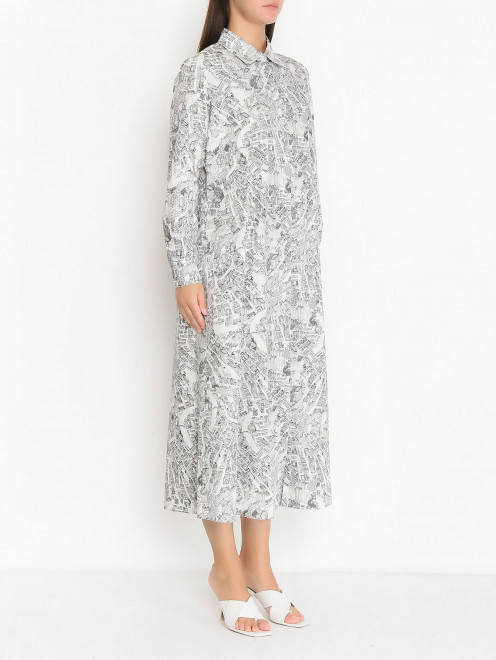 Платье-рубашка из хлопка с узором Marina Rinaldi - МодельВерхНиз