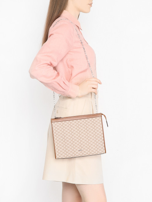 Сумка из кожи и хлопка с монограммой. Max Mara - МодельВерхНиз