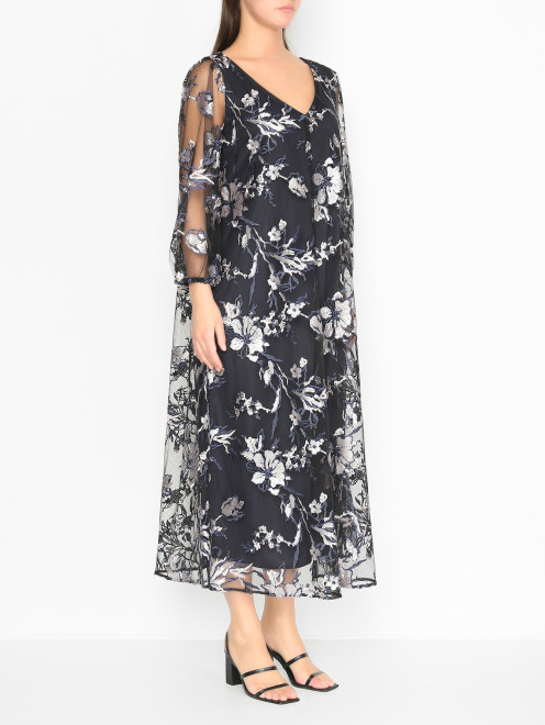 Платье с вышивкой декорированное пайетками Marina Rinaldi - МодельВерхНиз