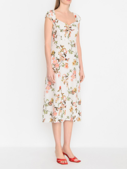 Платье-миди из шелка с цветочным узором Luisa Spagnoli - МодельВерхНиз