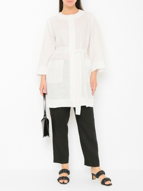 Блуза изо льна с поясом Marina Rinaldi - МодельОбщийВид