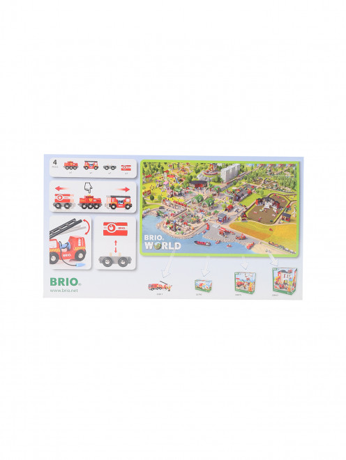 Пожарный поезд, 3 вагона, выдвижная лестница, водяной шланг BRIO - Обтравка1