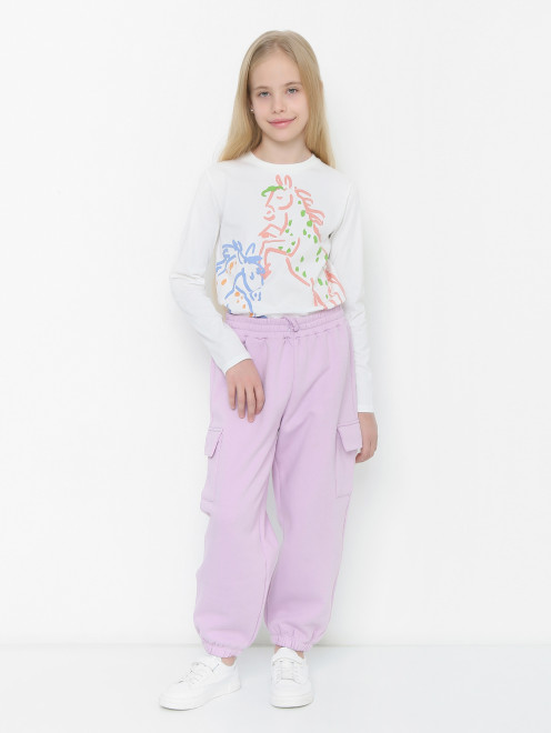 Брюки из хлопка на резинке с накладными карманами Stella McCartney kids - МодельОбщийВид