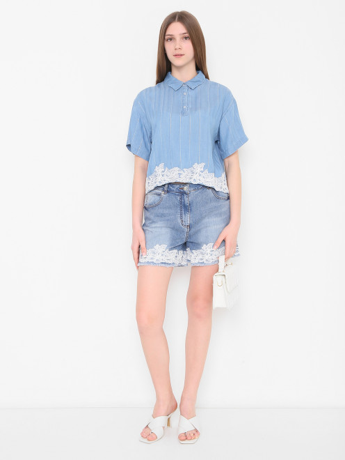 Укороченная блуза с кружевом Ermanno Scervino Junior - МодельОбщийВид