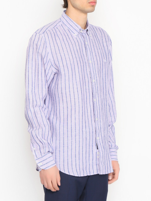 Рубашка из льна с узором полоска Harmont & Blaine - МодельВерхНиз