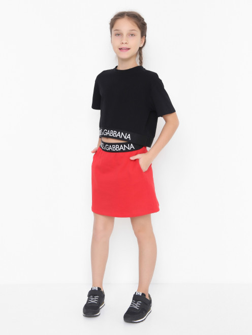 Хлопковая юбка на резинке Dolce & Gabbana - МодельОбщийВид