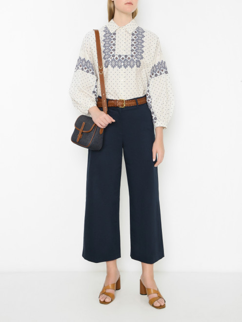 Укороченные брюки из хлопка Weekend Max Mara - МодельОбщийВид