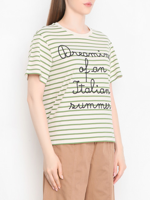 Футболка из хлопка в полоску Weekend Max Mara - МодельВерхНиз