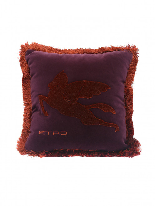 Подушка из хлопка с бахромой и логотипом Etro - Общий вид
