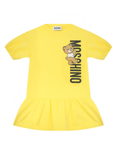 Хлопковое платье с принтом Moschino - Общий вид