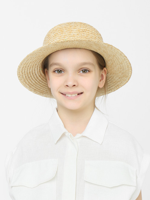 Соломенная шляпа с декором IL Trenino - МодельОбщийВид