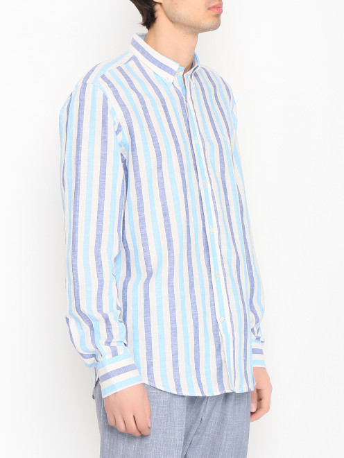 Рубашка из льна и хлопка с узором полоска Harmont & Blaine - МодельВерхНиз