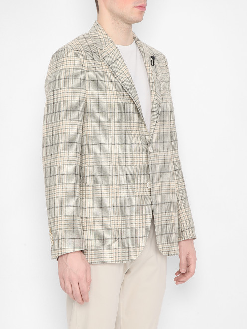 Пиджак из шерсти и льна с узором LARDINI - МодельВерхНиз