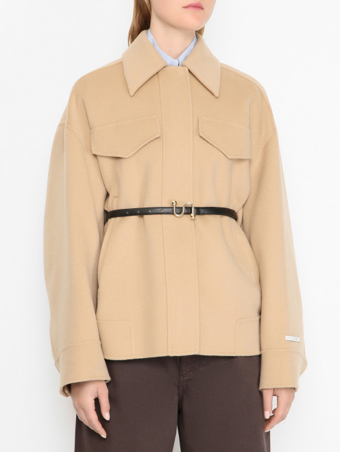Полупальто из шерсти на молнии Sportmax - МодельВерхНиз