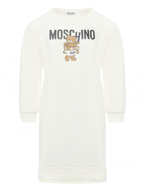 Платье из хлопка с принтом Moschino - Общий вид