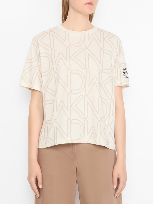 Футболка с узором и вышивкой Weekend Max Mara - МодельВерхНиз