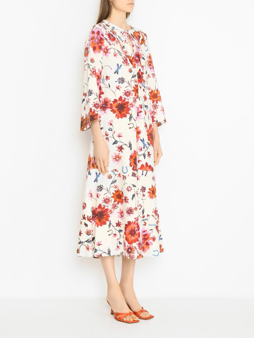 Платье-макси из льна с цветочным узором Dorothee Schumacher - МодельВерхНиз
