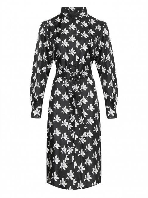 Платье-миди из шелка с цветочным узором Marina Rinaldi - Общий вид