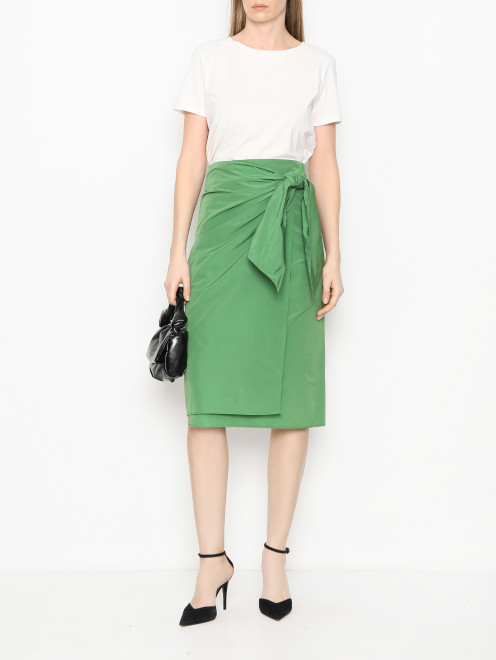 Однотонная футболка из хлопка с круглым вырезом Weekend Max Mara - МодельОбщийВид