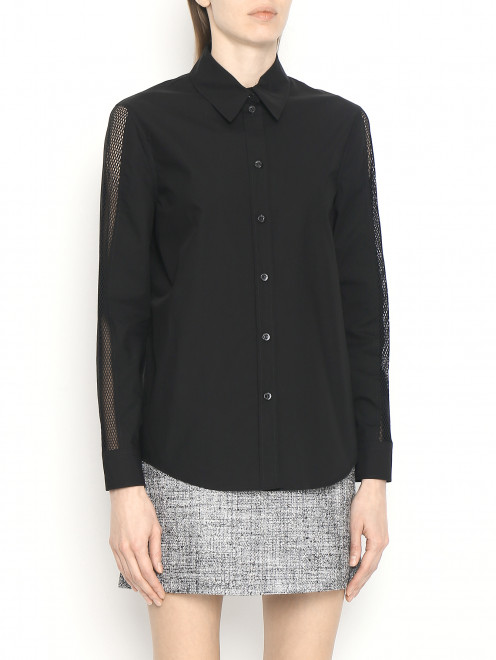 Блуза из хлопка с перфорацией на рукавах Moschino Boutique - МодельВерхНиз