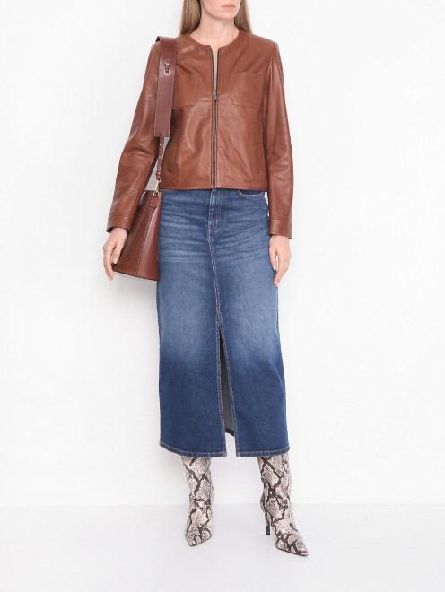 Сумка из кожи с золотой фурнитурой Weekend Max Mara - МодельОбщийВид