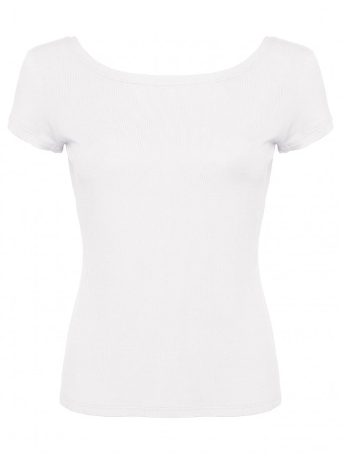 Трикотажная футболка из вискозы с V-образным вырезом на спинке Max&Co - Общий вид