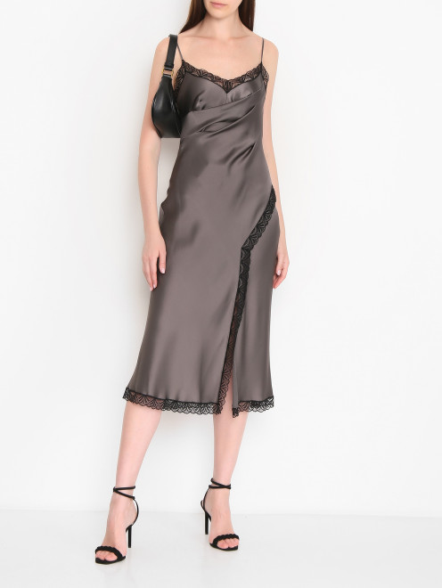 Платье-миди с кружевной отделкой Alberta Ferretti - МодельОбщийВид